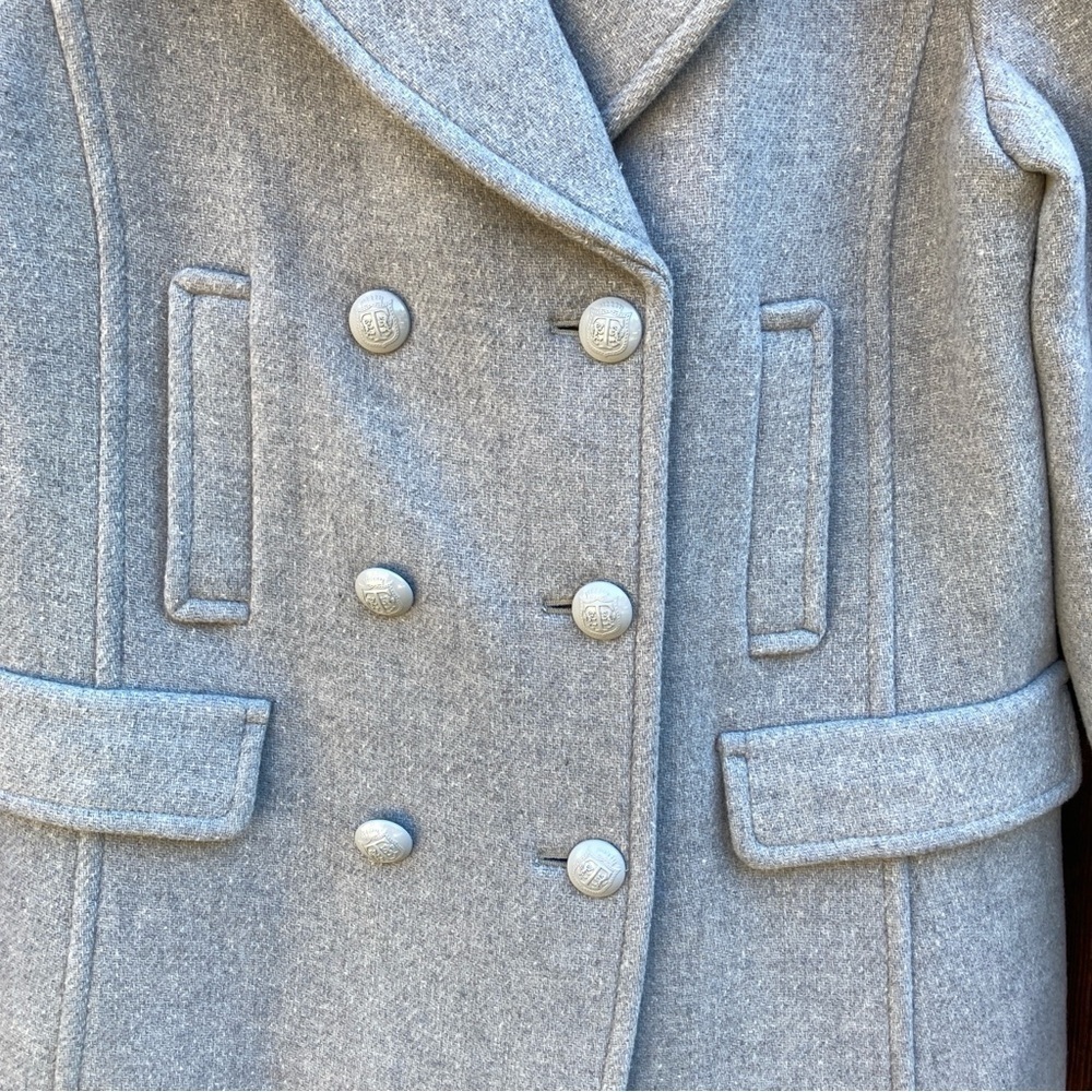 NWT Talbots light Grey Womens Double Breasted Pea Coat size 8 medium - Picture 3 of 14